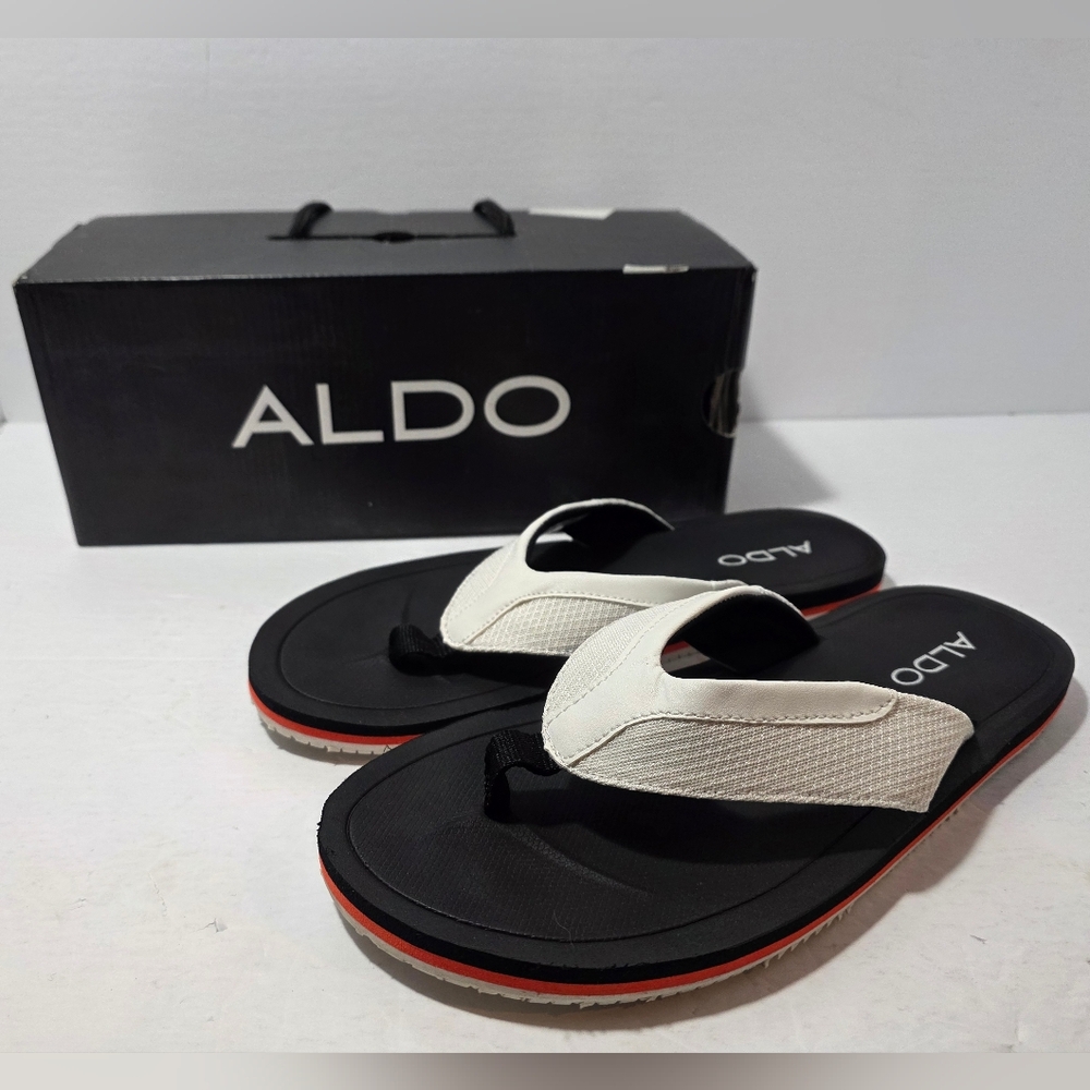 Aldo Black and White Flip Flops